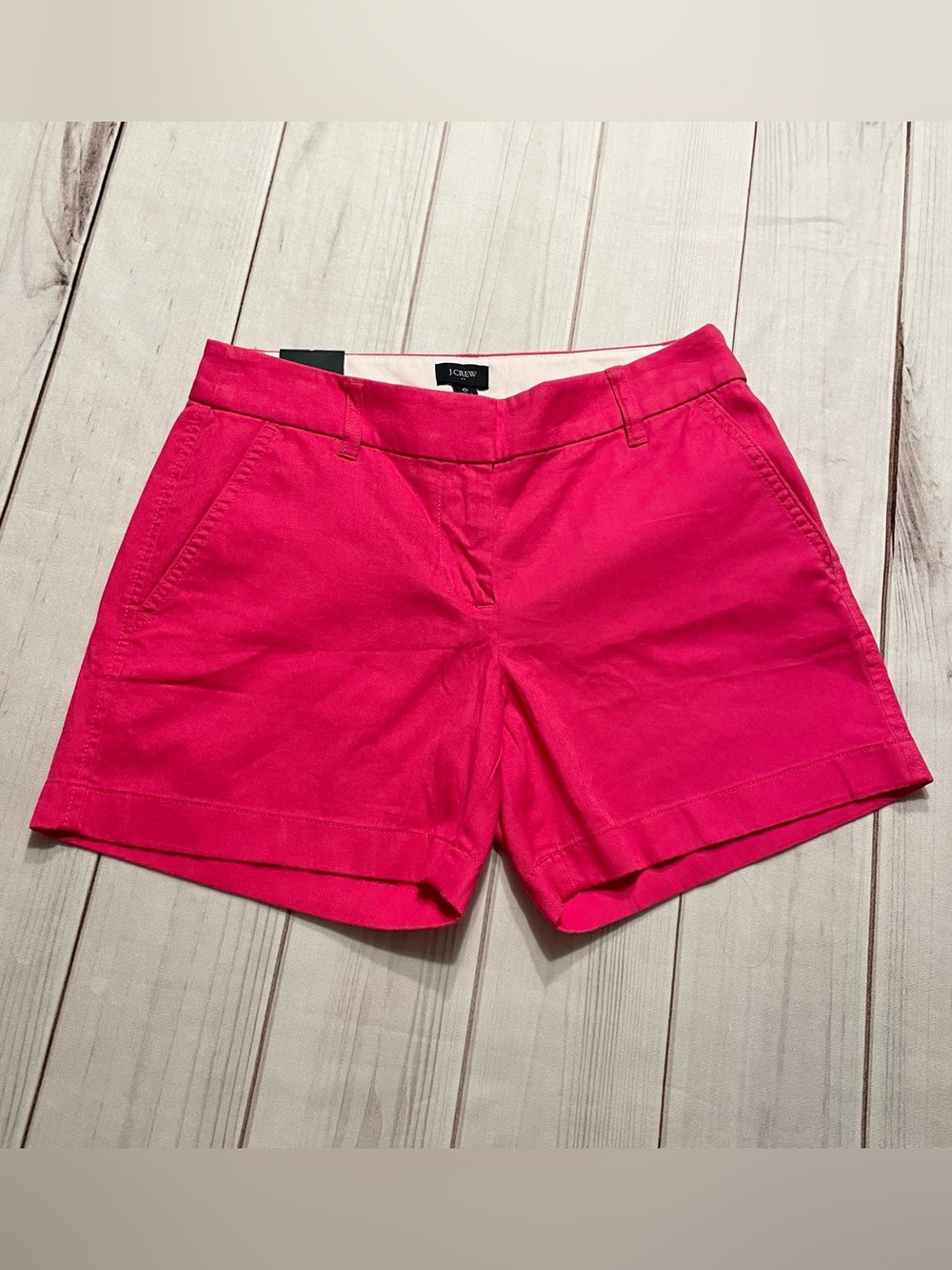 J. Crew 5” Chino Shorts Women’s 0 Coral Pink Cotton Mid Rise Pockets Preppy NEW